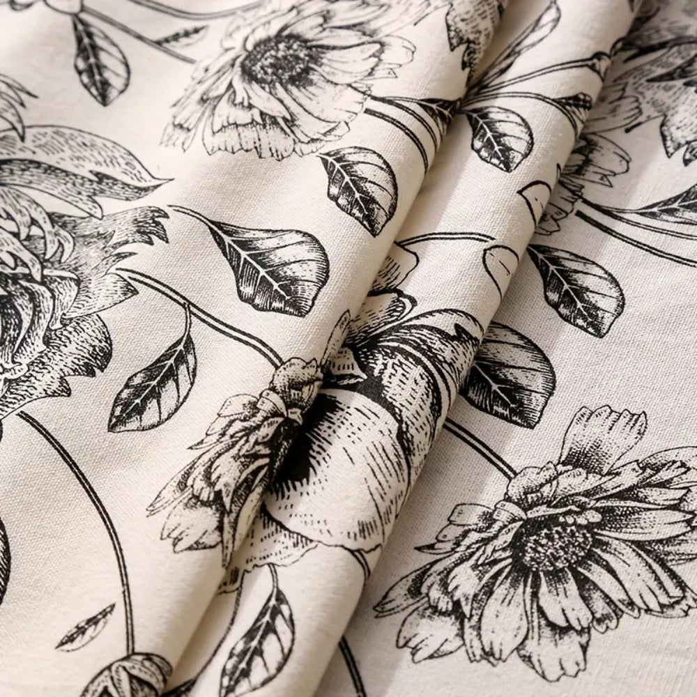 Brielle Custom Tablecloth - Cotton Polyester Blend, Floral Tassels
