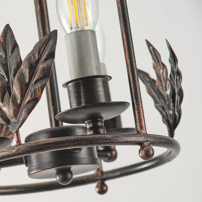 Metal Lantern Ceiling Light 10-Inch Hanging Fixture with Bird Motif for Dining Room Entryway Vintage-Style Chain Suspension