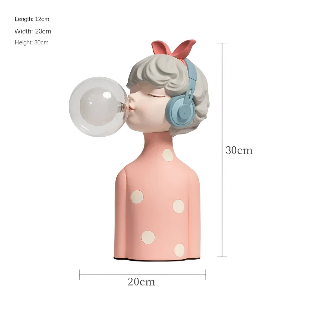 Illuminated Sculptural Figure Night Light USB Powered LED Polymer Glass 9.8 × 8.3 × 11.6 in for Nightstand Office Desk Ambient Glow Decorati