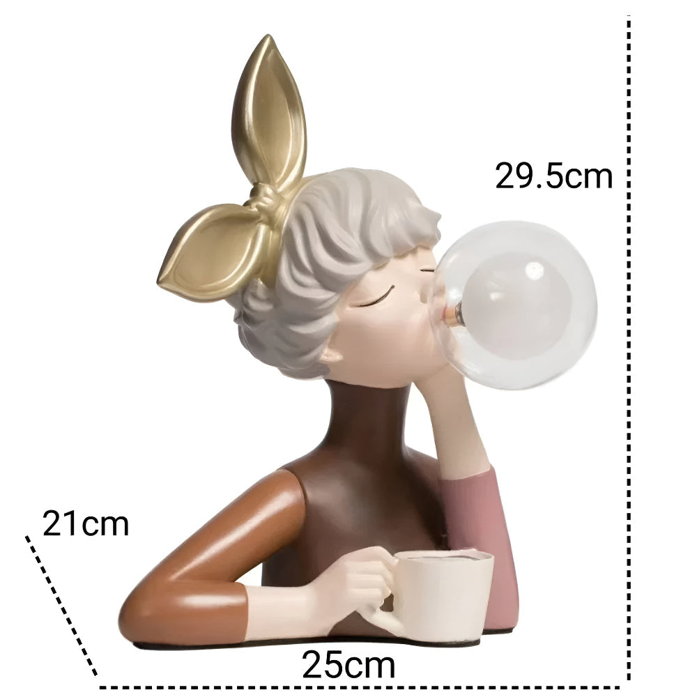 Illuminated Sculptural Figure Night Light USB Powered LED Polymer Glass 9.8 × 8.3 × 11.6 in for Nightstand Office Desk Ambient Glow Decorati