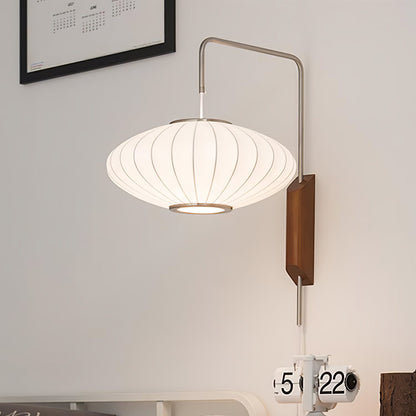Swivel Sphere Wall Light with Adjustable Cord 15.7 in Walnut Chrome Finish Plug-In LED Sconce for Bedroom Office Living Room