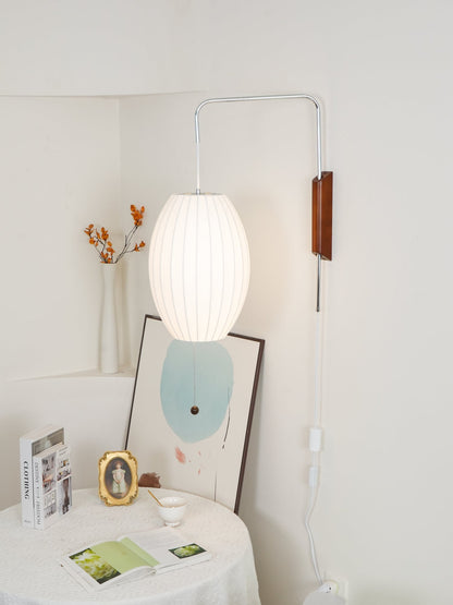 Swivel Sphere Wall Light with Adjustable Cord 15.7 in Walnut Chrome Finish Plug-In LED Sconce for Bedroom Office Living Room