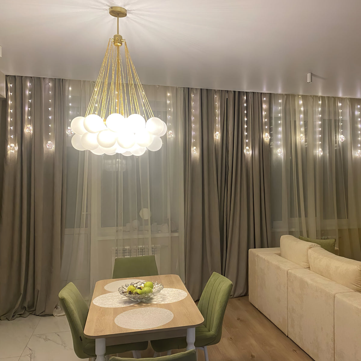 Bubble Pendant Light Multi-Globe Adjustable Ceiling Fixture Gold Black Chrome for Dining Room Living Room Foyer 19-73 Lights