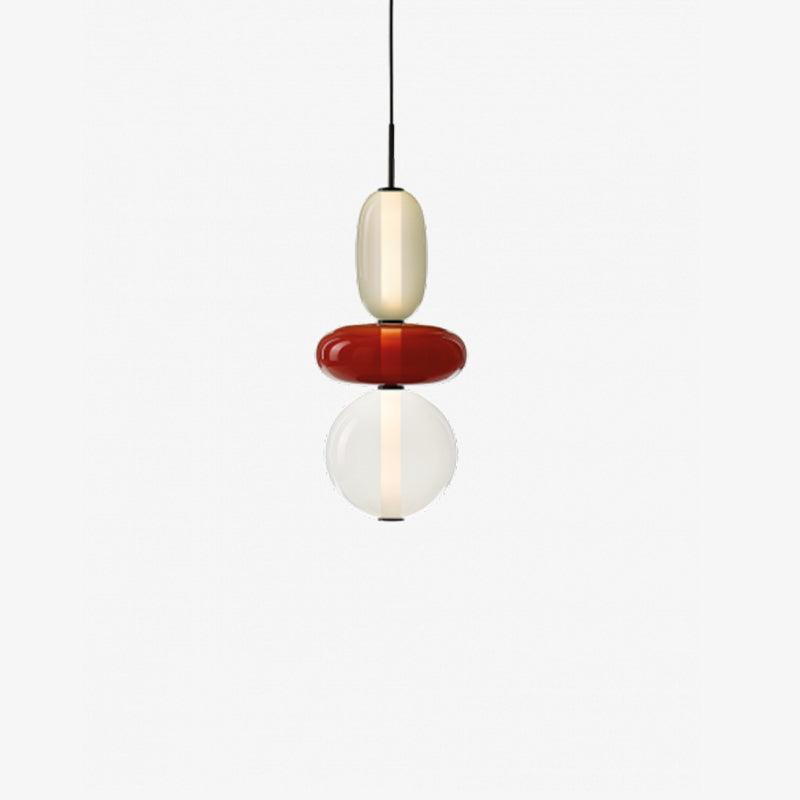 Handblown Glass Drop Pendant LED 7-inch Multi-Color Chandelier Dimmable Ceiling Light Adjustable for Kitchen Island Dining Table Living Room