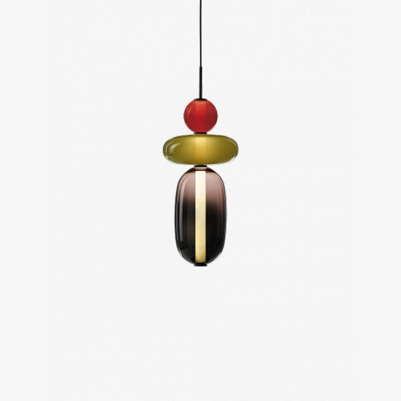 Handblown Glass Drop Pendant LED 7-inch Multi-Color Chandelier Dimmable Ceiling Light Adjustable for Kitchen Island Dining Table Living Room