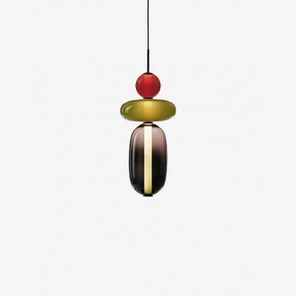 Handblown Glass Drop Pendant LED 7-inch Multi-Color Chandelier Dimmable Ceiling Light Adjustable for Kitchen Island Dining Table Living Room