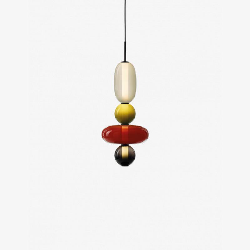 Handblown Glass Drop Pendant LED 7-inch Multi-Color Chandelier Dimmable Ceiling Light Adjustable for Kitchen Island Dining Table Living Room