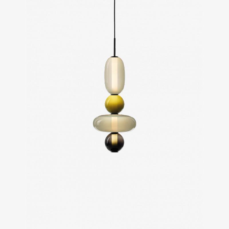 Handblown Glass Drop Pendant LED 7-inch Multi-Color Chandelier Dimmable Ceiling Light Adjustable for Kitchen Island Dining Table Living Room