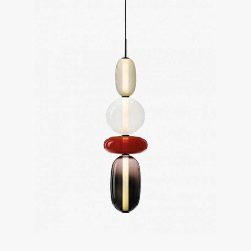 Handblown Glass Drop Pendant LED 7-inch Multi-Color Chandelier Dimmable Ceiling Light Adjustable for Kitchen Island Dining Table Living Room