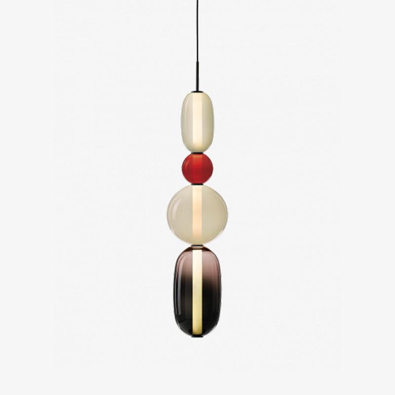 Handblown Glass Drop Pendant LED 7-inch Multi-Color Chandelier Dimmable Ceiling Light Adjustable for Kitchen Island Dining Table Living Room