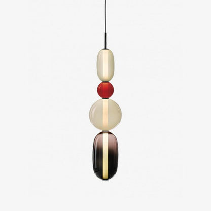 Handblown Glass Drop Pendant LED 7-inch Multi-Color Chandelier Dimmable Ceiling Light Adjustable for Kitchen Island Dining Table Living Room