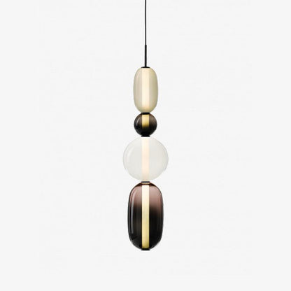 Handblown Glass Drop Pendant LED 7-inch Multi-Color Chandelier Dimmable Ceiling Light Adjustable for Kitchen Island Dining Table Living Room