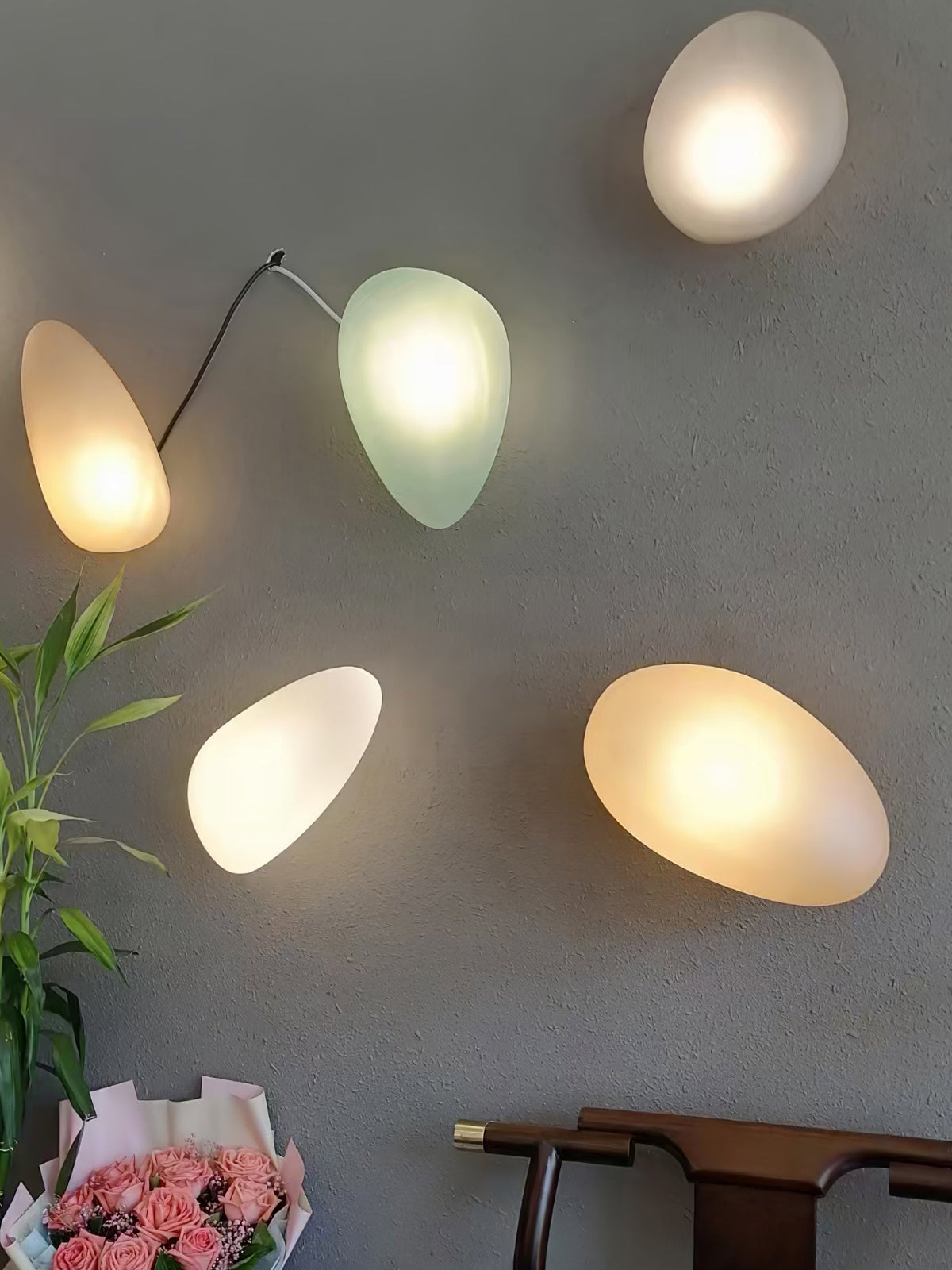 Organic Glass LED Sconce Light Fixture Wall or Ceiling Mount Modern Home Lighting Warm Neutral Cool White for Bedroom Living Room Hallway De
