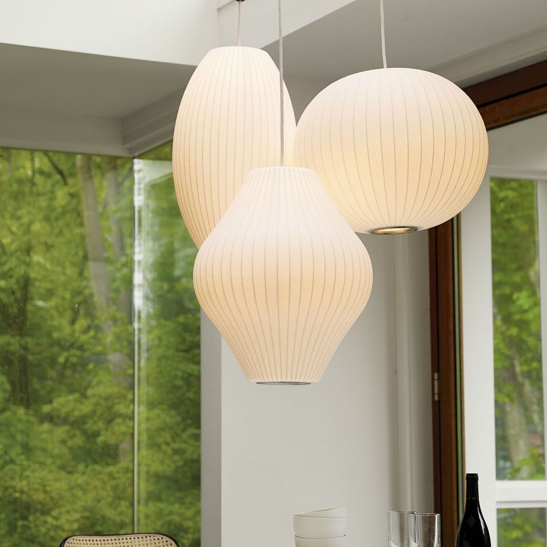 Steel Wire Silk Shade Ceiling Light 20 in White for Kitchen Island Dining Room Modern Pendant Lamp Hanging Fixture Adjustable Cord E26 Base