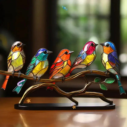 Stained Glass Bird Sun Catcher Hanging Ornament for Windows Living Room Bedroom Home Décor Gift Light Prism Rainbow Display