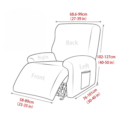 Recliner Chair Cover with Side Pocket, Recliner Chair Slipcover Machine Washable Microfiber, Fitted Recliner Furniture Cover