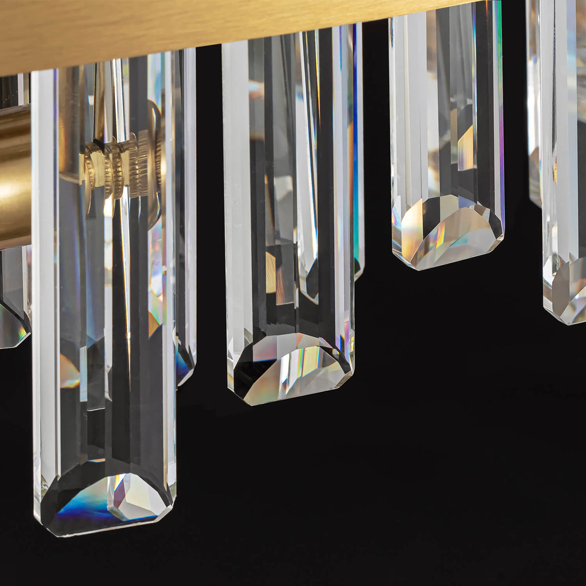 Round Crystal Chandelier Gold Metal 20-Inch Adjustable Height Ceiling Fixture Hanging Lights for Dining Tables Kitchen Islands Living Spaces