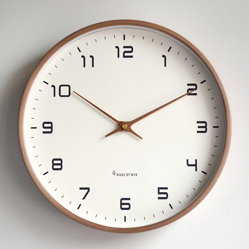 Silent Wood Wall Clock Quartz Movement 10 or 12 Inch Diameter Minimalist Home Decor Timepiece for Living Room Bedroom Office