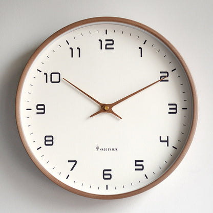 Silent Wood Wall Clock Quartz Movement 10 or 12 Inch Diameter Minimalist Home Decor Timepiece for Living Room Bedroom Office