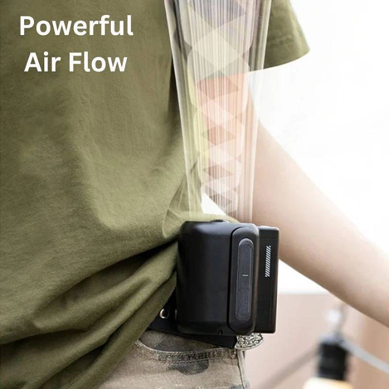 Ortekor Cooling Companion | Ventilador de cintura portátil con flujo de aire ajustable | Comodidad manos libres para estilos de vida activos