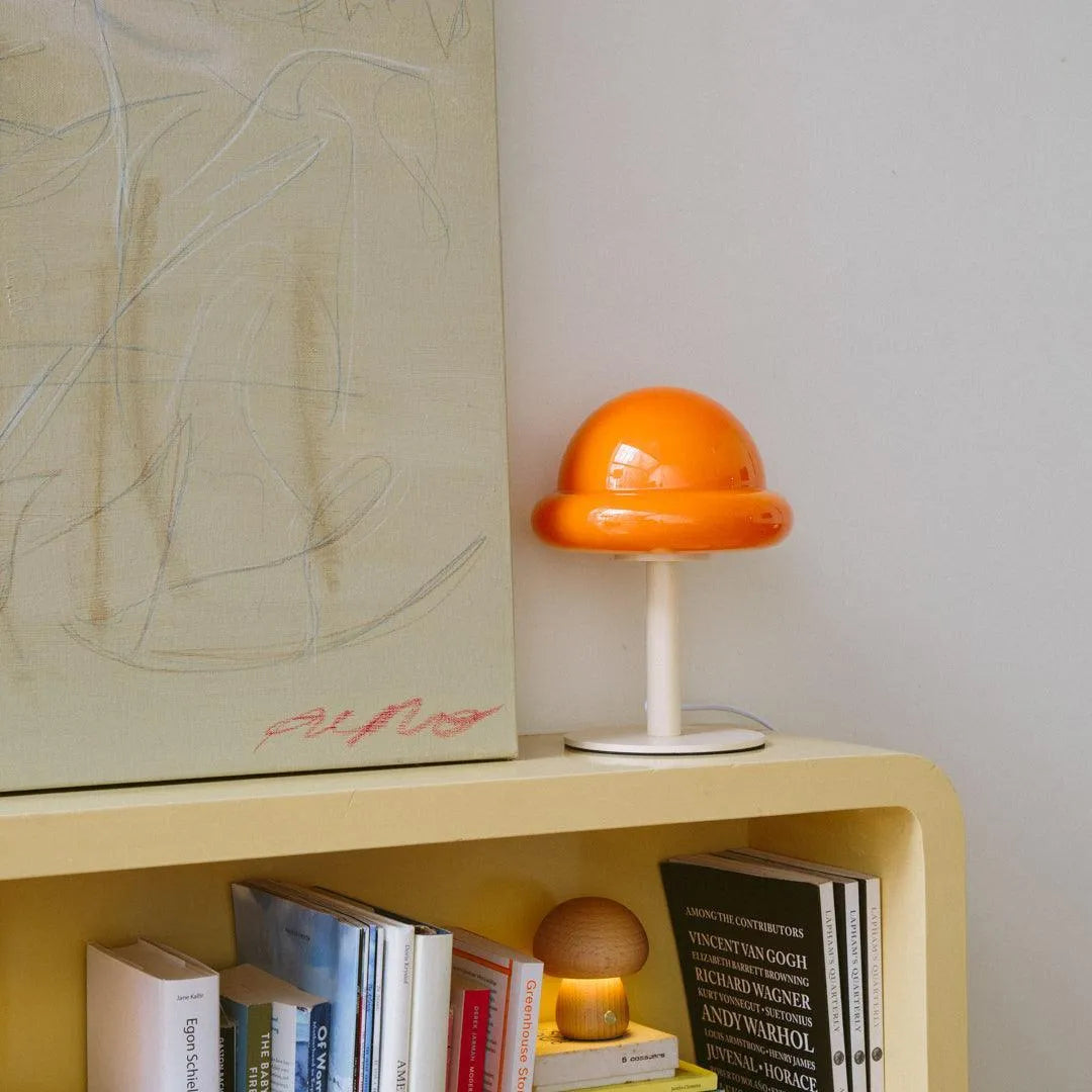 Dome Glass Accent Light with Painted Metal Base 11 in Mint or Citrus for Nightstand Desk Office Den Bedroom Home