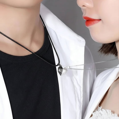 Magnetic Heart Necklace Set | Electrocardiogram Design for Couples