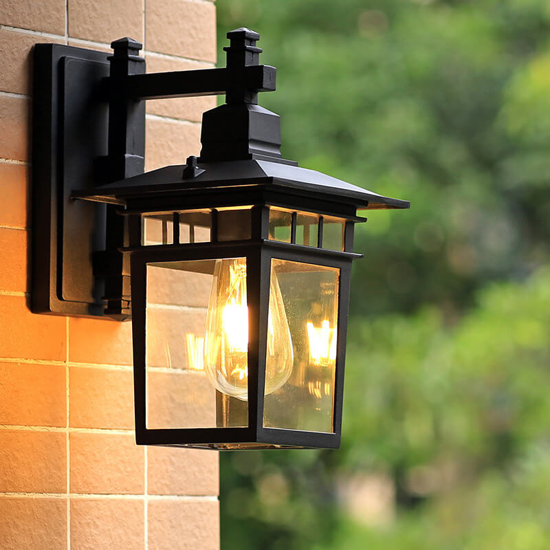 Outdoor Sconce Lantern E27 Socket Cast Metal Housing 15 in Height Weather Resistant Fixture for Entryway Porch Patio Garden Pathway Lighting