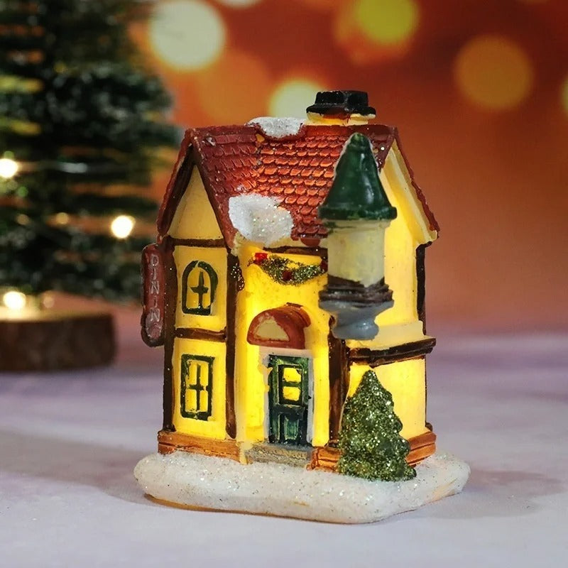 Caldara Christmas Village Set - Hand-Painted Houses with LED Lighting