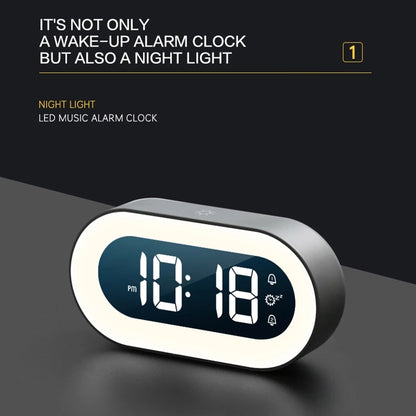 CalmGlow | Digital Alarm Clock with Night Light & Soothing Sounds | Compact Design for Relaxation