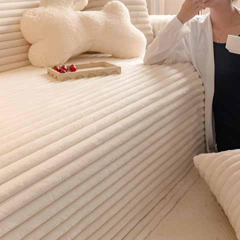 Protector de sofá VelvetRib - Microfibra de felpa, comodidad acolchada