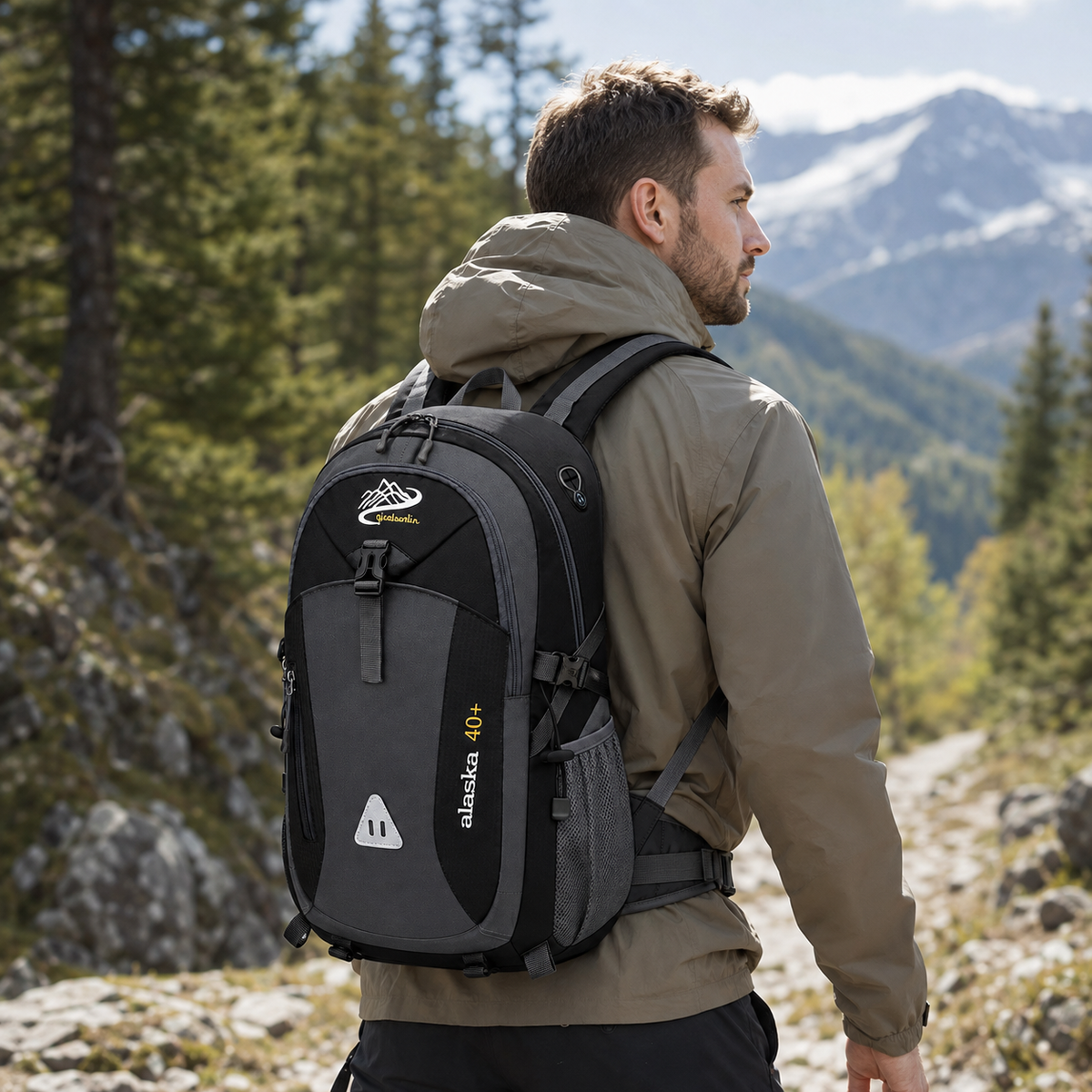 40L Outdoor Backpack with Padded Mesh Panels & Adjustable Straps for Hiking and Travel