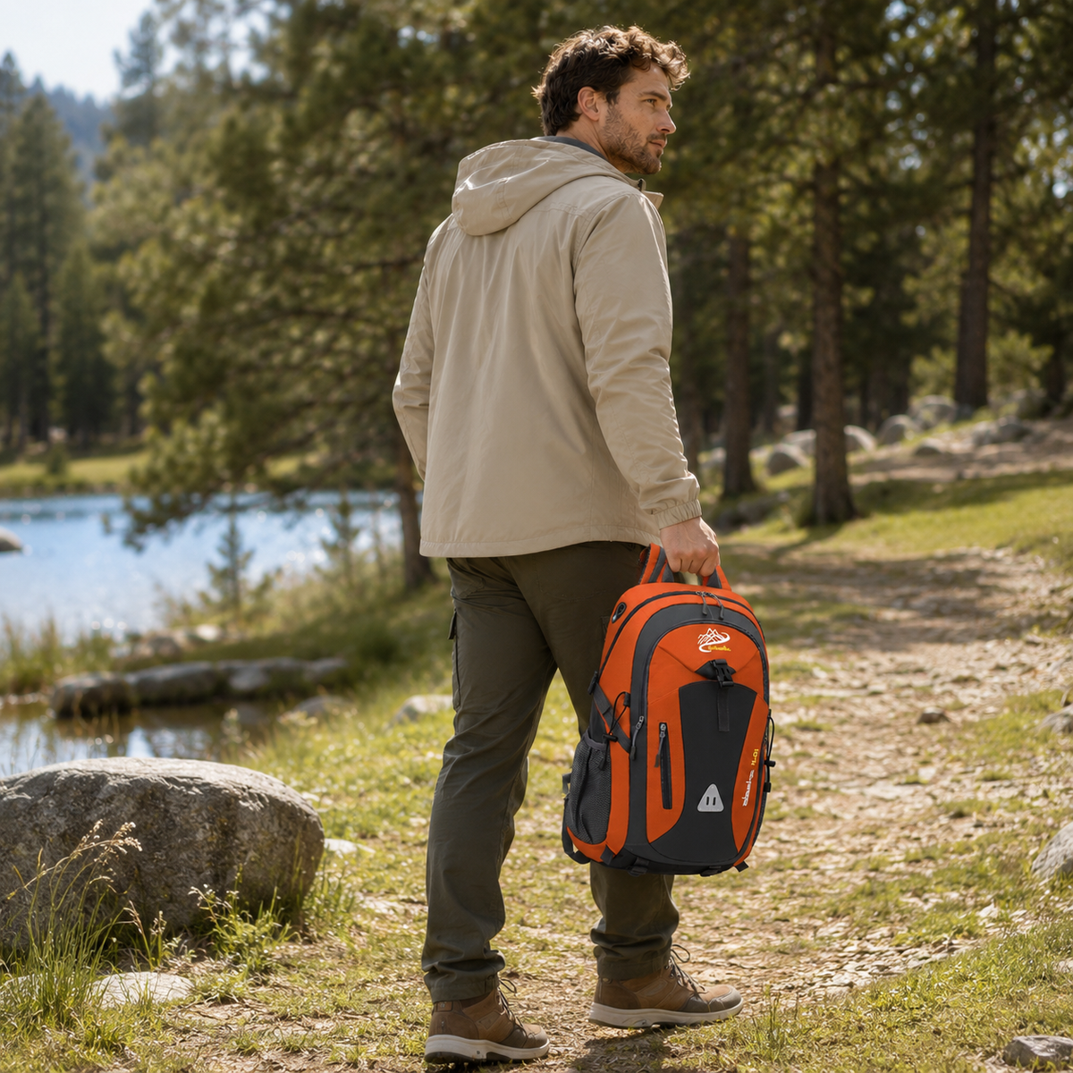 40L Outdoor Backpack with Padded Mesh Panels & Adjustable Straps for Hiking and Travel