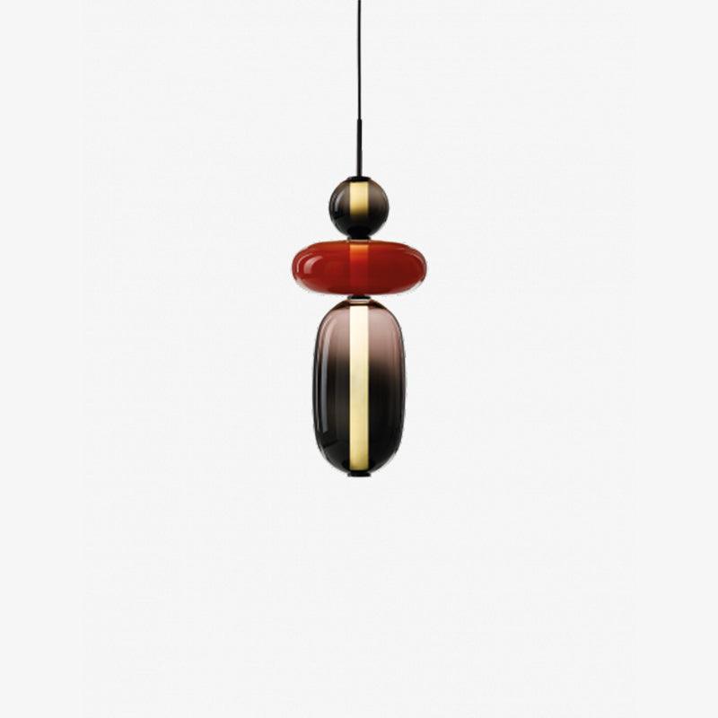 Stacked Glass Orb Hanging Light Fixture for Dining Room Kitchen Island Multi-Color Tinted Ceiling Pendant 30 Inch Height Adjustable Modern A