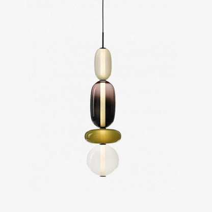 Stacked Glass Orb Hanging Light Fixture for Dining Room Kitchen Island Multi-Color Tinted Ceiling Pendant 30 Inch Height Adjustable Modern A