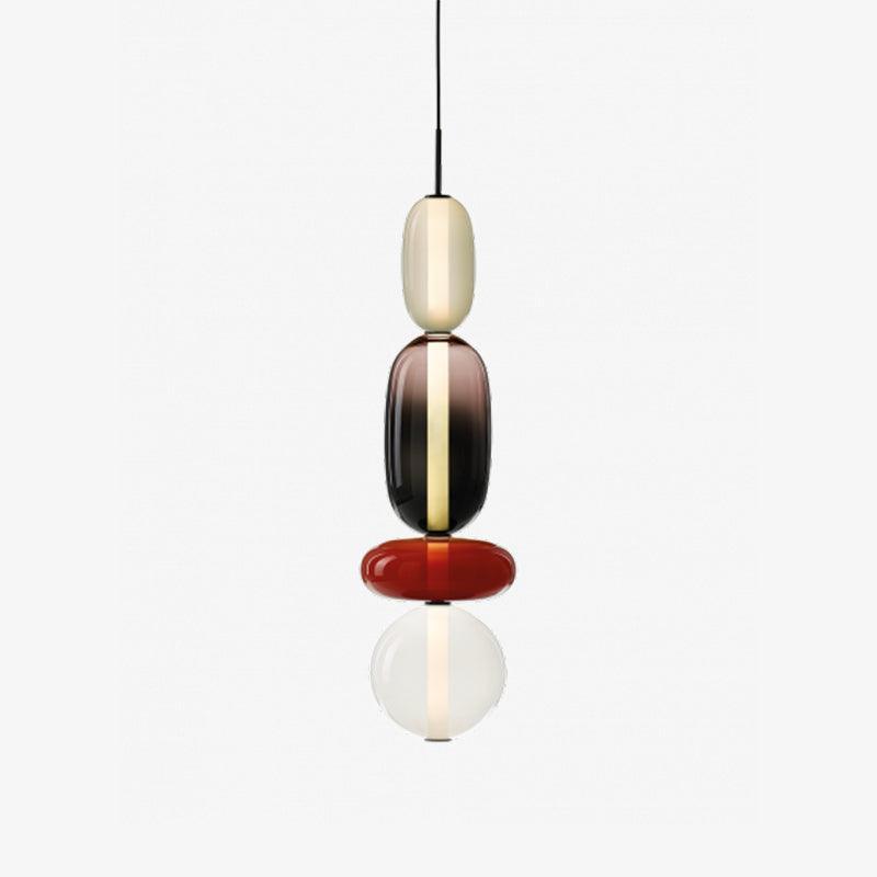 Stacked Glass Orb Hanging Light Fixture for Dining Room Kitchen Island Multi-Color Tinted Ceiling Pendant 30 Inch Height Adjustable Modern A