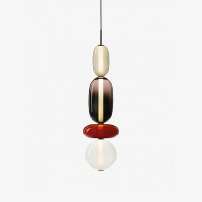 Stacked Glass Orb Hanging Light Fixture for Dining Room Kitchen Island Multi-Color Tinted Ceiling Pendant 30 Inch Height Adjustable Modern A