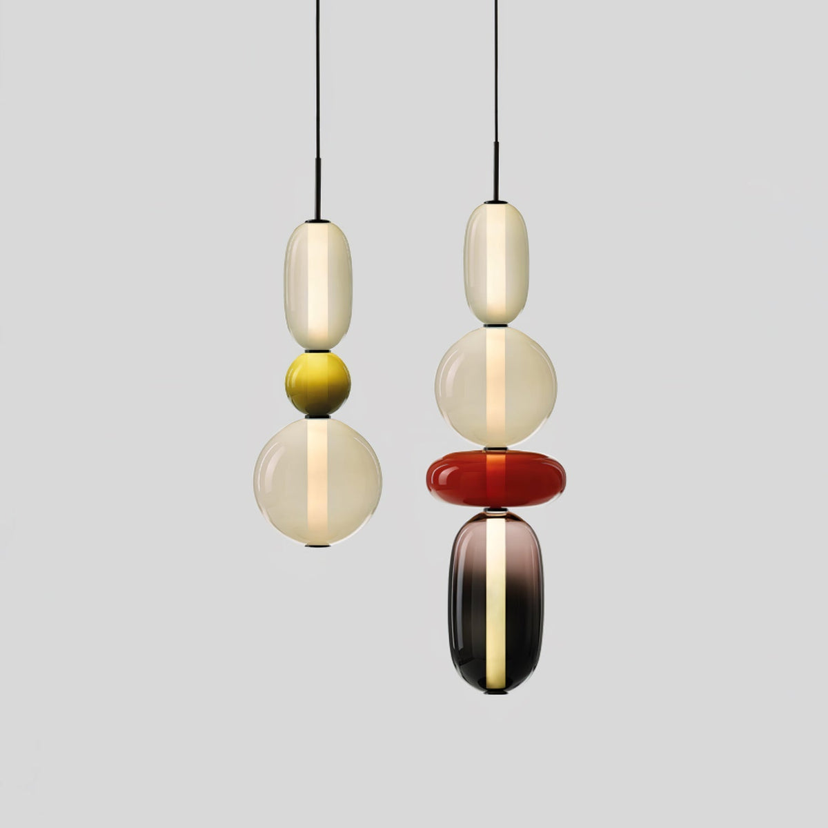 Handblown Glass Drop Pendant LED 7-inch Multi-Color Chandelier Dimmable Ceiling Light Adjustable for Kitchen Island Dining Table Living Room