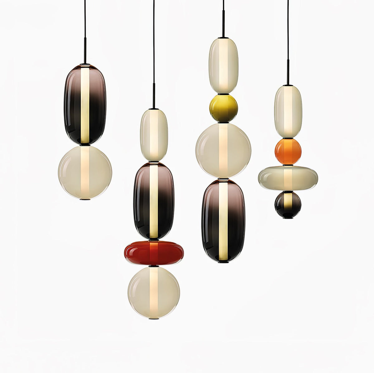 Multi-Jar LED Overhead Fixture 20 Inch Colorful Tinted Glass Drop Lights for Dining Kitchen Bedroom Modern Bohemian Accent Chandelier Adjust