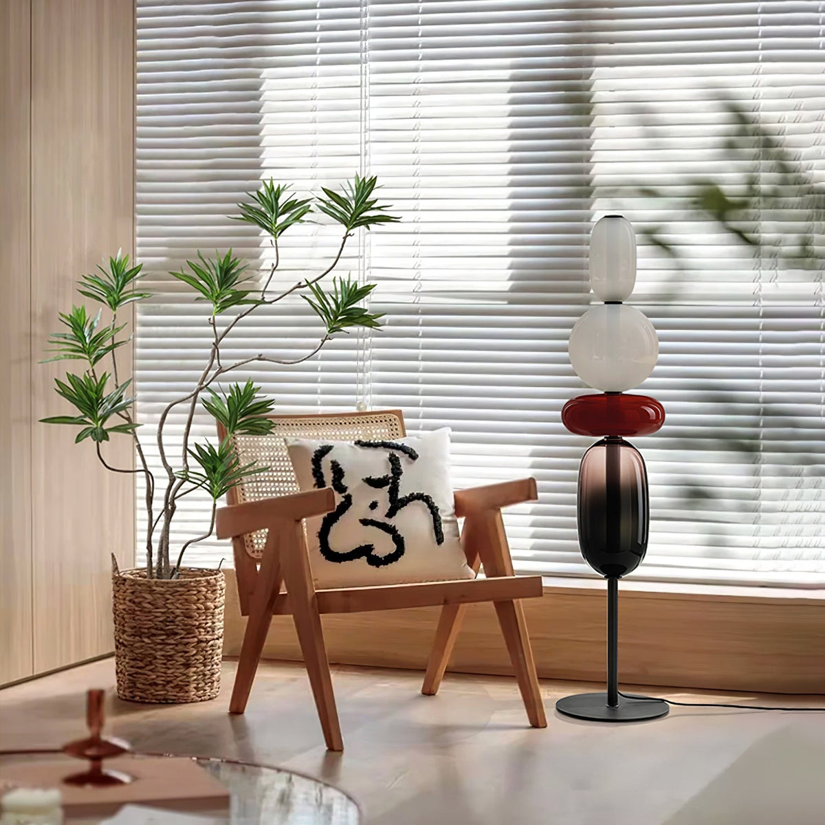 Tall Standing Lamp with Adjustable Color Temperature Metal & Glass Shade Modern Accent Lighting for Bedroom Living Room Reading Nook 51 in