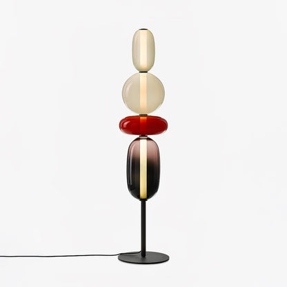 Artisan Glass Standing Lamp 63 in Red White Black Accent Light for Living Room Contemporary Sculptural Décor LED Uplight Statement Piece
