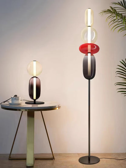 Tall Standing Lamp with Adjustable Color Temperature Metal & Glass Shade Modern Accent Lighting for Bedroom Living Room Reading Nook 51 in