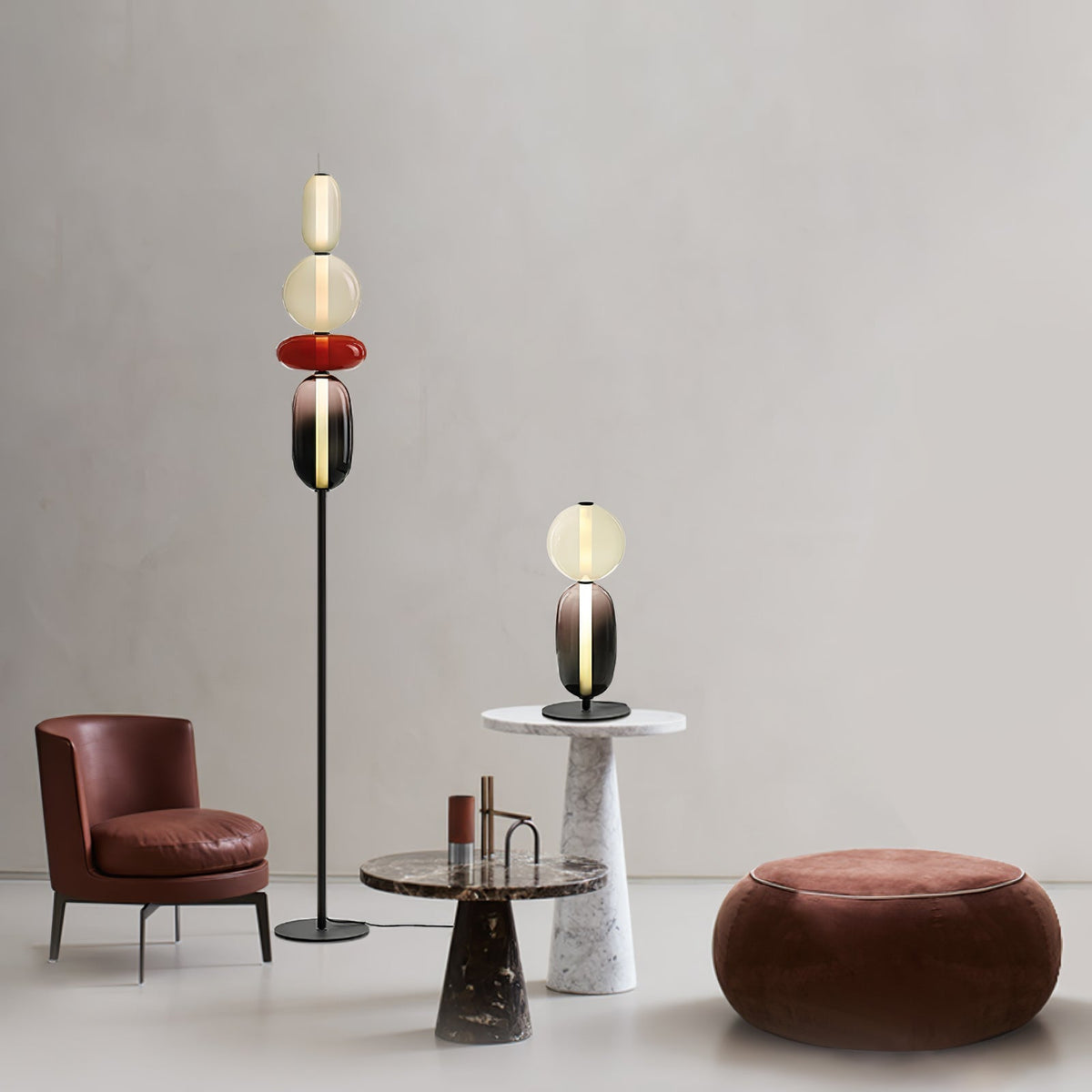 Tall Standing Lamp with Adjustable Color Temperature Metal & Glass Shade Modern Accent Lighting for Bedroom Living Room Reading Nook 51 in