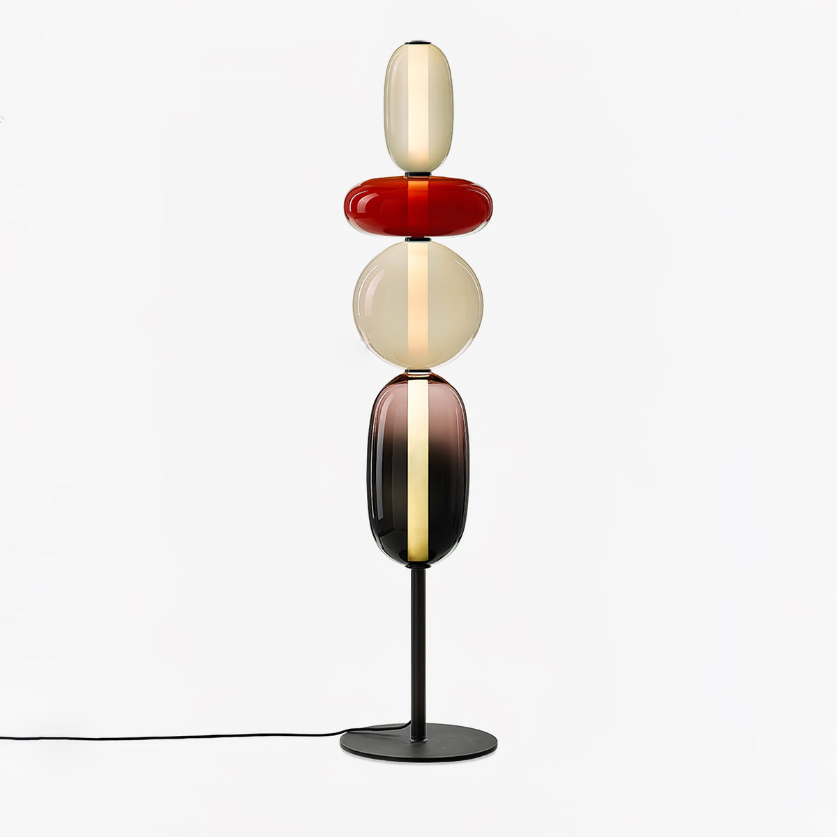 Tall Standing Lamp with Adjustable Color Temperature Metal & Glass Shade Modern Accent Lighting for Bedroom Living Room Reading Nook 51 in