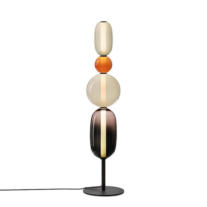 Artisan Glass Standing Lamp 63 in Red White Black Accent Light for Living Room Contemporary Sculptural Décor LED Uplight Statement Piece