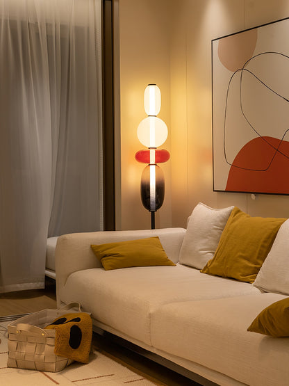 Tall Standing Lamp with Adjustable Color Temperature Metal & Glass Shade Modern Accent Lighting for Bedroom Living Room Reading Nook 51 in