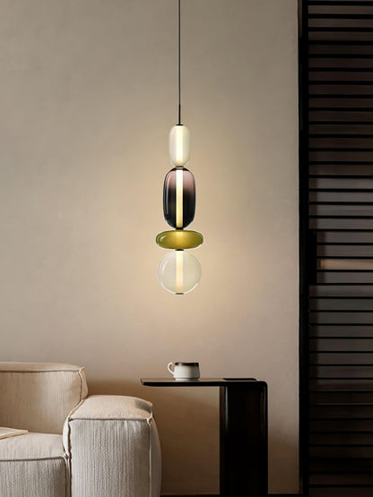 Multi-Jar LED Overhead Fixture 20 Inch Colorful Tinted Glass Drop Lights for Dining Kitchen Bedroom Modern Bohemian Accent Chandelier Adjust