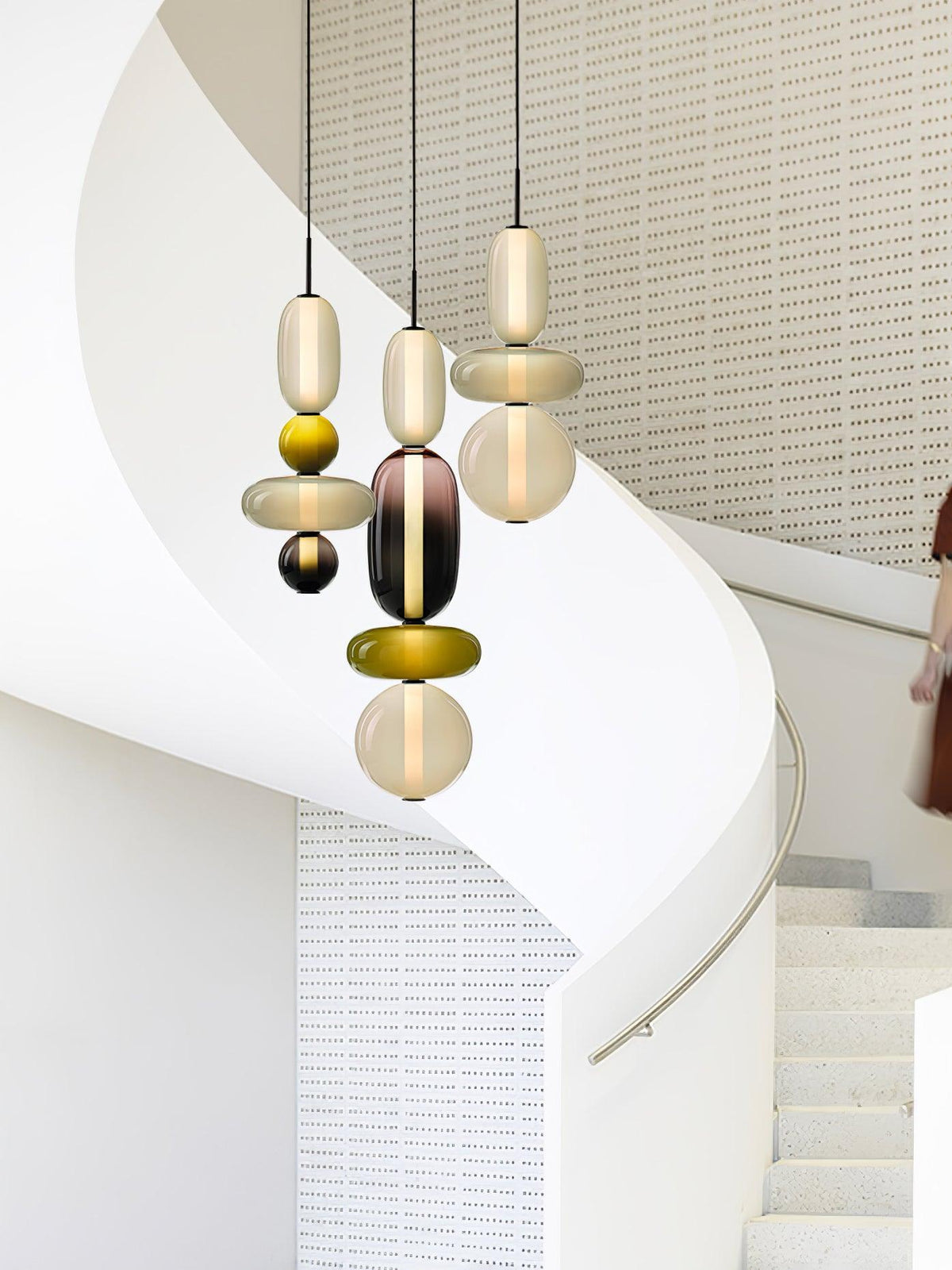 Handblown Glass Drop Pendant LED 7-inch Multi-Color Chandelier Dimmable Ceiling Light Adjustable for Kitchen Island Dining Table Living Room