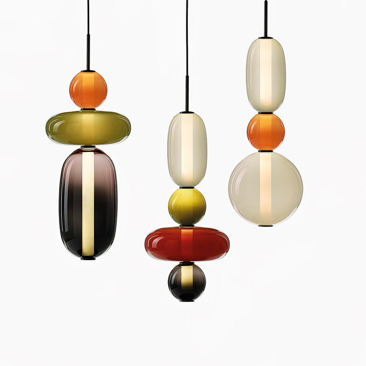 Multi-Jar LED Overhead Fixture 20 Inch Colorful Tinted Glass Drop Lights for Dining Kitchen Bedroom Modern Bohemian Accent Chandelier Adjust