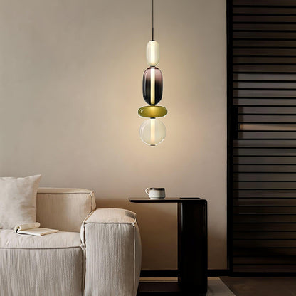 Handblown Glass Drop Pendant LED 7-inch Multi-Color Chandelier Dimmable Ceiling Light Adjustable for Kitchen Island Dining Table Living Room