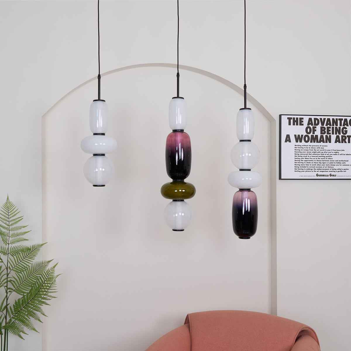 Multi-Jar LED Overhead Fixture 20 Inch Colorful Tinted Glass Drop Lights for Dining Kitchen Bedroom Modern Bohemian Accent Chandelier Adjust
